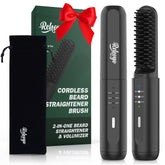 REHOYO cepillo alisador de barba con diseño inalámbrico, ideal para viajar y usar sin cables.