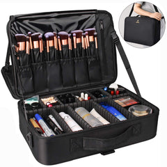 Relavel organizador maquillaje con brochas y compartimentos para transporte ordenado
