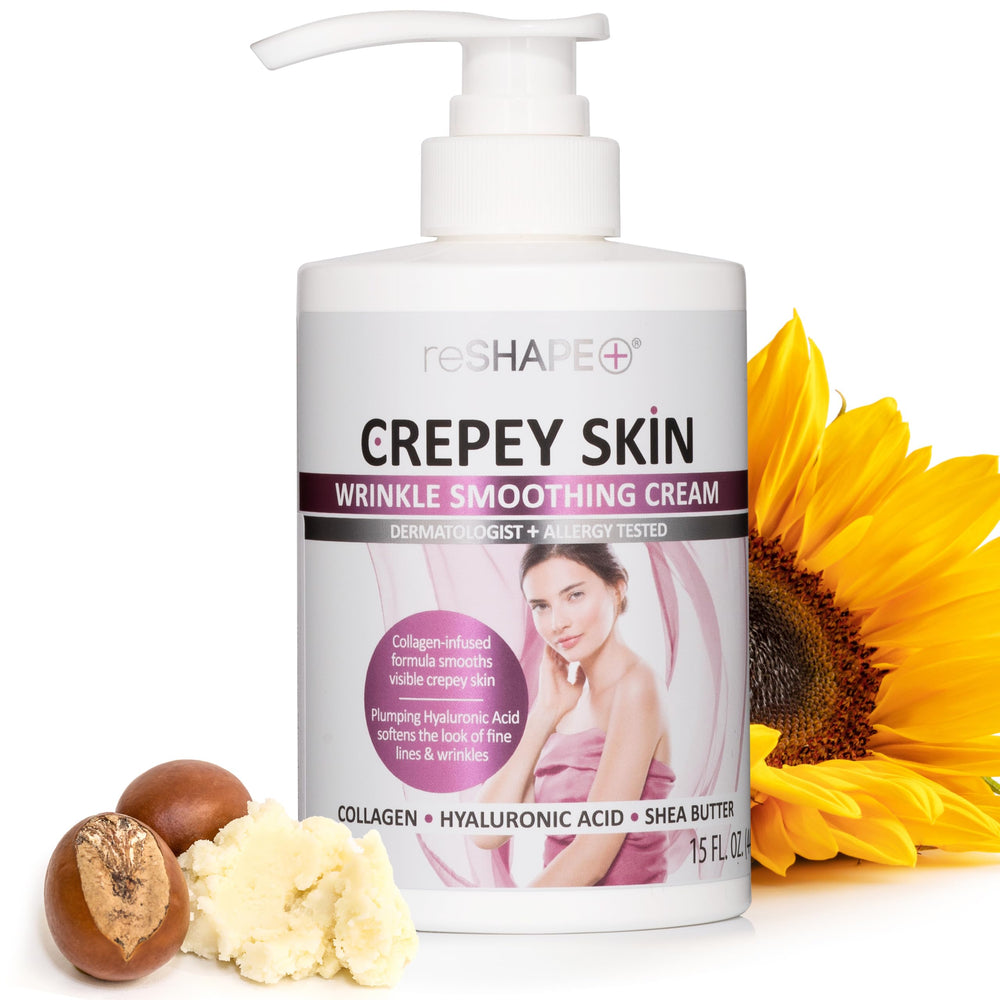 Reshape+ bote dispensador muestra crema corporal y facial para hidratación diaria