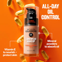 REVLON ColorStay base, control de grasa para piel mixta durante el día.