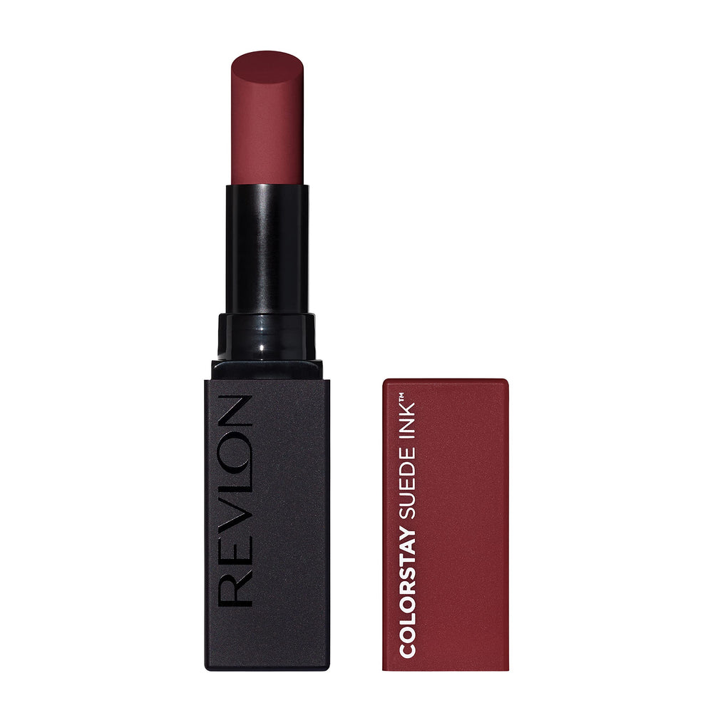 Revlon ColorStay Suede Ink en empaque, color duradero para todo el día.