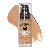 REVLON ColorStay: botella con bomba, acabado mate de larga duración para piel grasa.