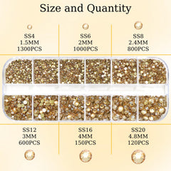 Rodaky piedras base plana oro dorado en seis tamaños para diseño versátil.