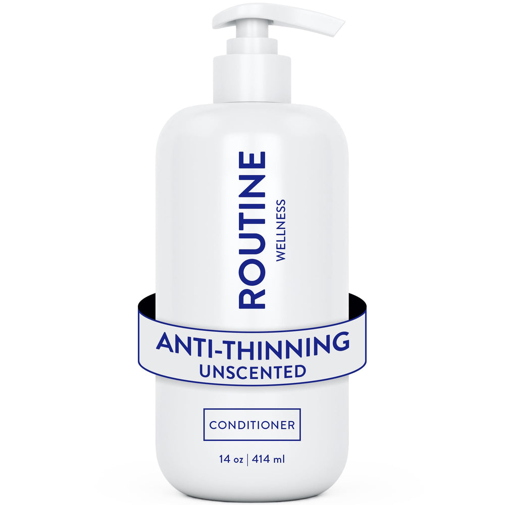 Routine Wellness condicionador profundo antiafinamiento en botella de 14 onzas fortalece el cabello.