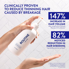 Textura cremosa del condicionador Routine Wellness para cabello suave.