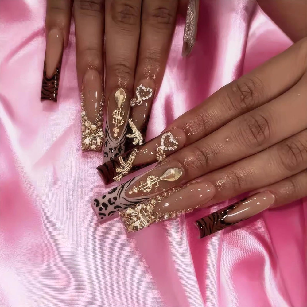 RTKHFZE uñas postizas XL, Frances, cuadradas, estilo elegante para ocasiones