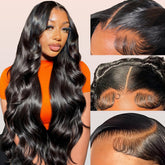 Peluca Rylice con lace frontal y onda corporal para look natural.