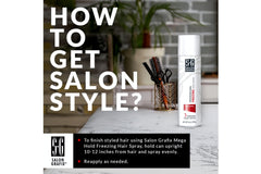 Visual de fijación mega con Salon Grafix Hairspray en acción.
