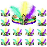 Diadema Sanwuta con plumas y lentejuelas para carnaval, ideal para conjuntos festivos duraderos.