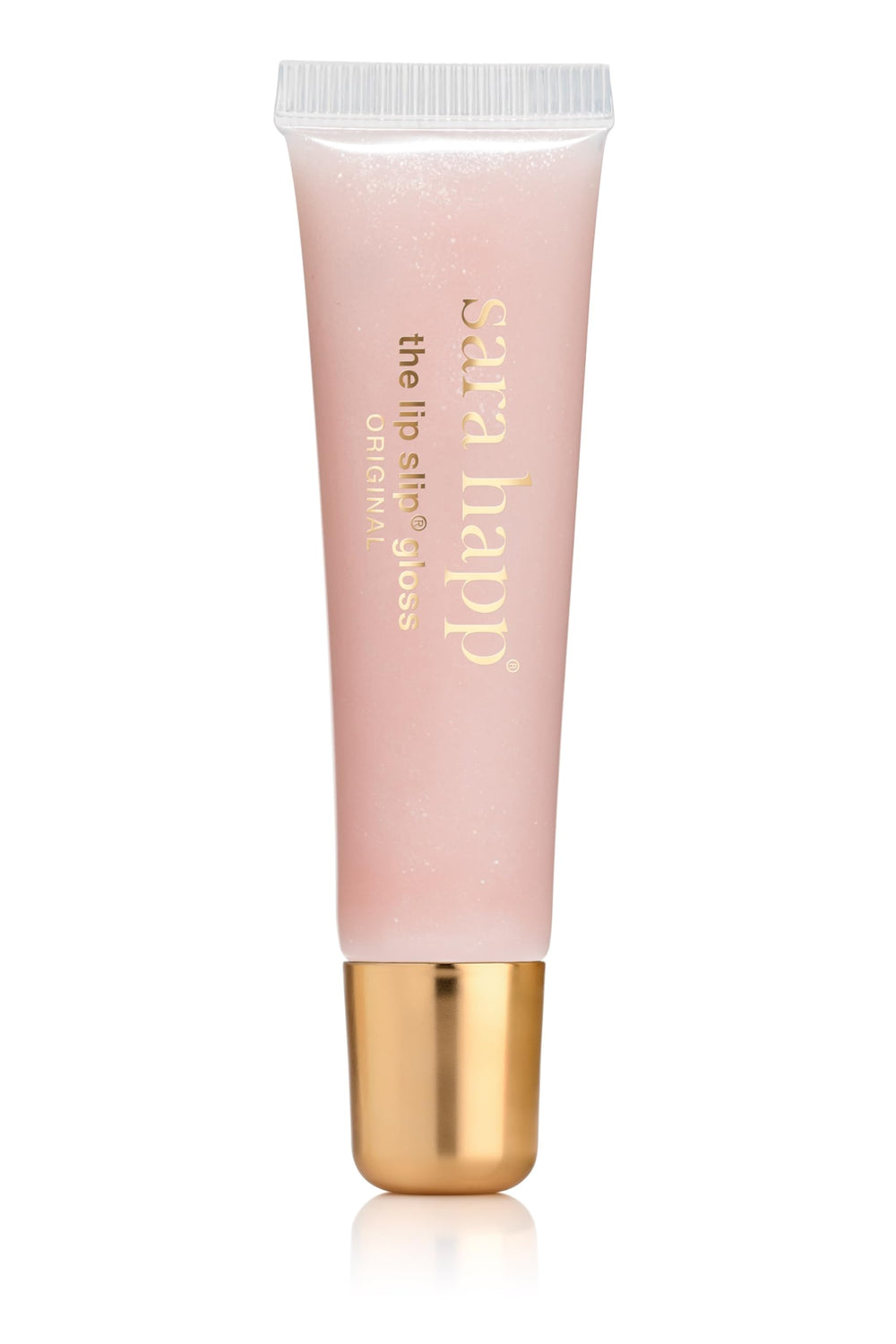 Sara Happ Lip Slip One Luxe Gloss, envase compacto para retoques diarios y brillo inmediato.