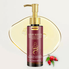 SBONFE Aceite Reafirmante para el cuerpo, frasco elegante y brillo suave.