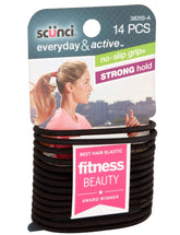 Elástico gel Scunci negro para uso diario con sujeción duradera.