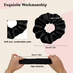 SEVEN STYLE gomas satén negro, agarre firme para pelo grueso
