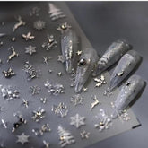 Pegatina Sevgob para uñas navideñas ciervo 5D con relieve elegante