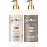 SheaMoisture Champú Moisture & Smooth, botella frontal, controla el encrespamiento para rizos definidos.