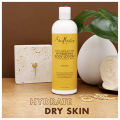 Loción SheaMoisture con incienso y mirra para una sensación reconfortante.