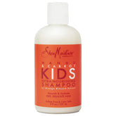 Botella SheaMoisture Niños Champú Mango Zanahoria, limpieza suave para cabello delicado.