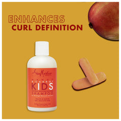 Espuma suave de SheaMoisture Mango Zanahoria durante el lavado, cabello fácil de desenredar.