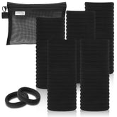Shrandi gomas elásticas negras, paquete de 100, para peinados duraderos y seguros.
