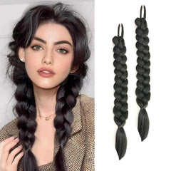 Extensión SHUFANG de cola de caballo negra, 16 pulgadas, para estilos largos