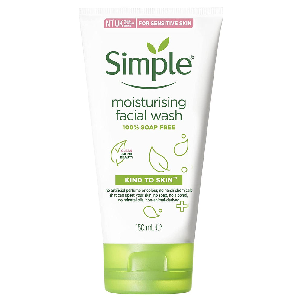 Limpieza suave con el limpiador facial Simple en empaque de 5 oz.