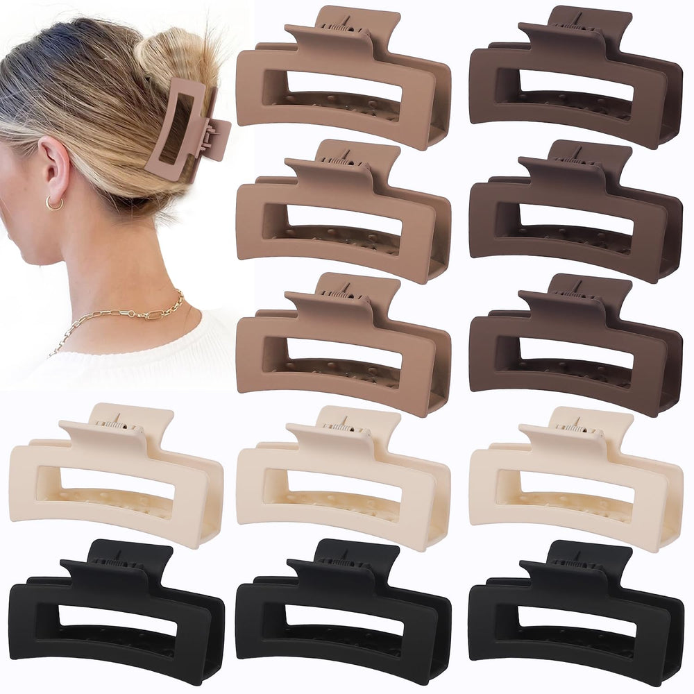Pinza Sisiaipu para cabello medio, cuadrada, 3,5 pulgadas, color marrón, ideal para peinados rápidos.