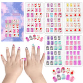 Uñas infantiles Siusio con unicornio y brillos arcoíris para fiestas.