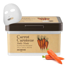 SKINFOOD 1957 Carrot Carotene Daily Mask ofrece hidratación rápida para piel seca.