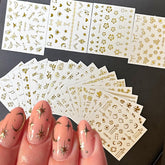 SPLOCUDU pegatinas de uñas oro flor para un diseño elegante y duradero