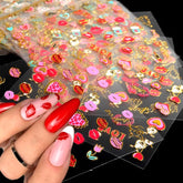 SPLOCUDU pegatinas para uñas corazones rojos, look romántico y popular