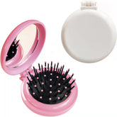 SportMore cepillo plegable con espejo para bolso, masaje suave del cuero cabelludo en cualquier lugar.