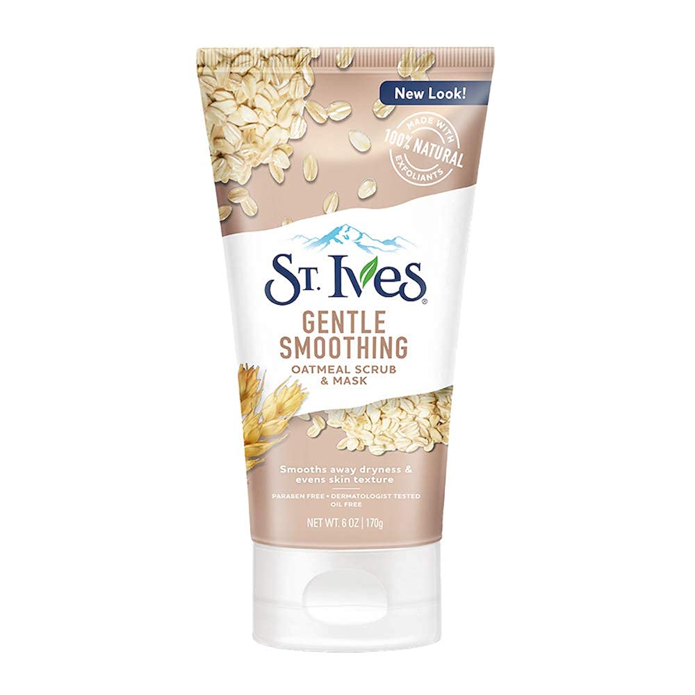 St. Ives exfoliante nutritivo para rostro con avena, deja piel suave y fresca.