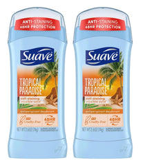 Desodorante Suave Tropico Paraíso, duración de 24 horas para días activos.