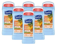 Desodorante Suave Paraíso Tropical, envase 76 ml y protección diaria.