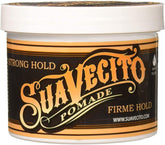 Envase de Suavecito pomada fuerte para fijación duradera y uso diario.