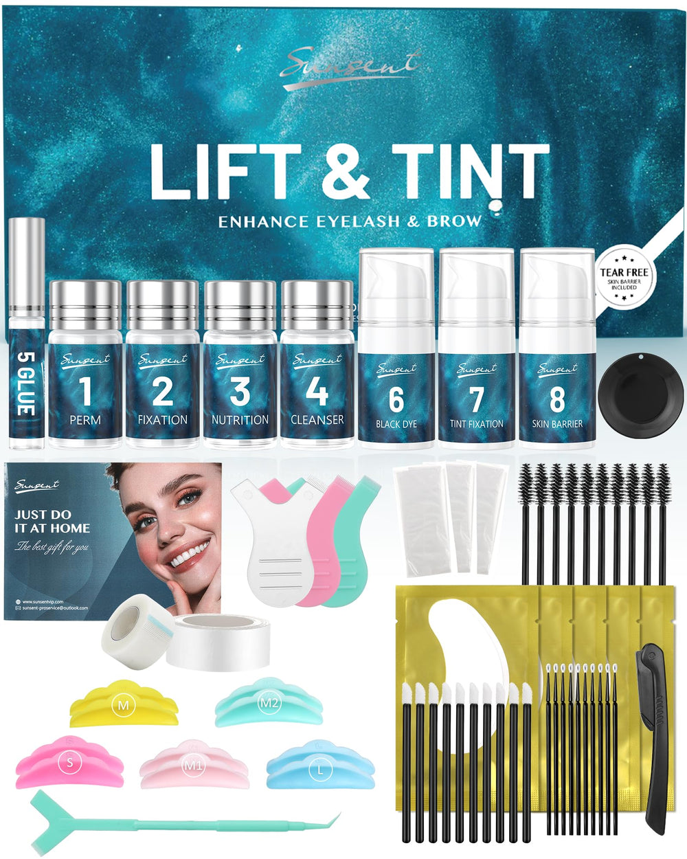 SUNSENT Lash Lift Kit botella: definición natural para pestañas.