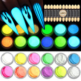 Polvo pigmento luminoso de SUTOZMIWE, 12 colores, brillo destacado para uñas