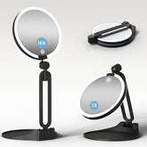 Espejo Suupvaor, luz doble lado 10x-1x, precisión para retoques faciales.
