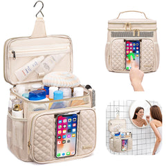 Tealari bolsa de higiene de cuero con amplio interior para cosméticos.