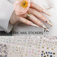 Teenitor stickers uñas dorados-negro, estilos elegantes para un look nocturno o glamoroso.