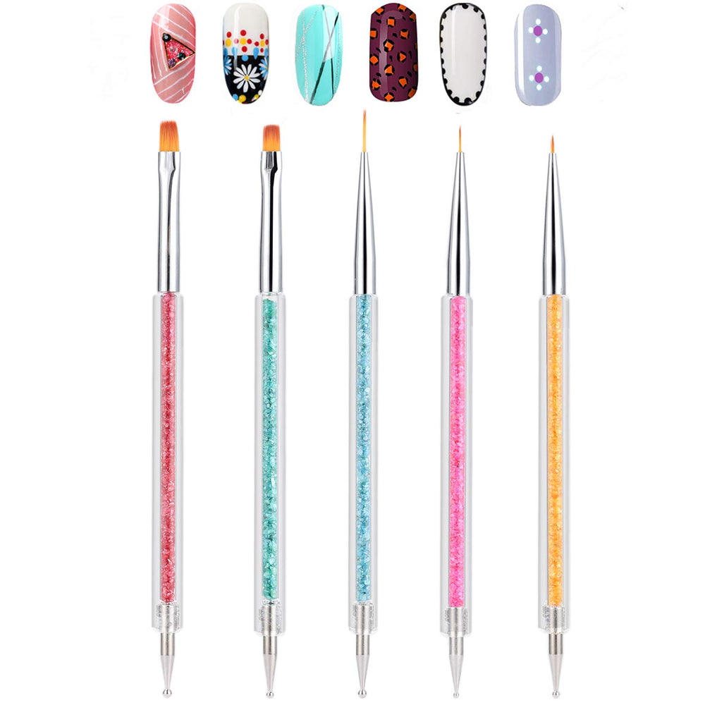 TEOYALL doble punta brochas de diseño para uñas, ideal para líneas y puntos nítidos.