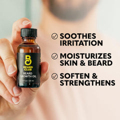The Beard Club huile barbe ricin avocat pour renforcer la barbe et la peau.