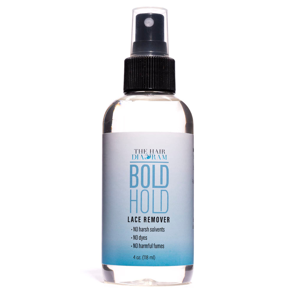 The Hair Diagram Bold Hold Lace Remover: botella frontal lista para eliminar adhesivo sin dañar el cabello.