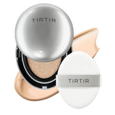 TIRTIR Mask Fit Aura Silver Cushion: aplicación semibrillante para acabado natural.