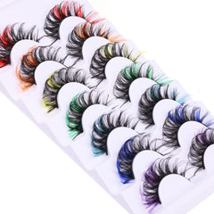 Pestañas coloridas de TNFVLONEINS, 7 pares, listas para estilos luminosos.