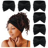 Tobeffect diadema amplia de turbante negro con nudo torcido, comodidad para todo el día.