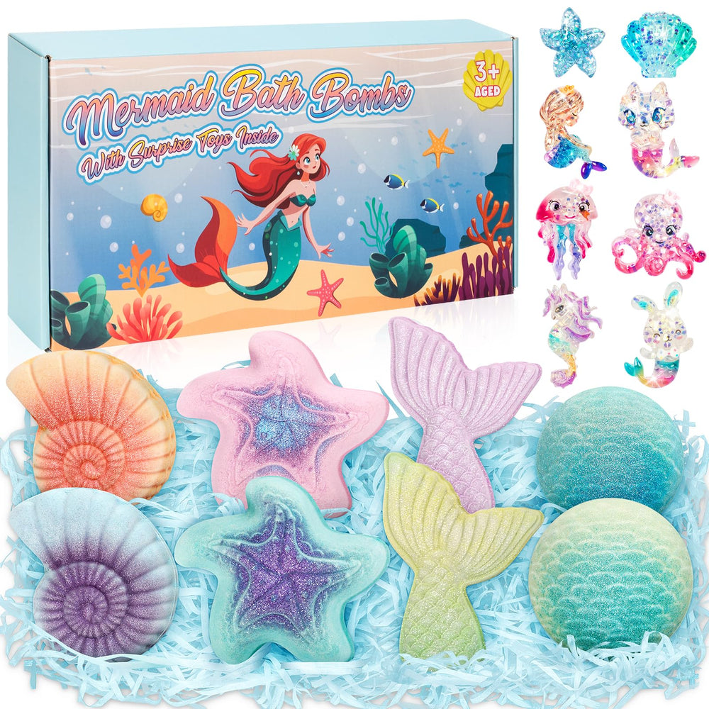 Toidgy bombas de baño sirena con sorpresa interior, ideal para hacer divertida la hora del baño.
