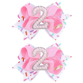 TOKUFAGU lazo rosa para cabello de bebé con destellos, ideal para fotos de cumpleaños.