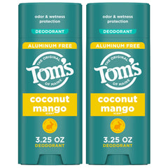Tom's of Maine Coconut Mango: barra desodorante frontal con acabado claro.