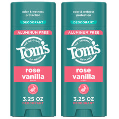 Tom’s of Maine Rose Vanilla desodorante para axilas, protección duradera sin aluminio.